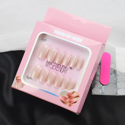 Uñas Postizas a Presión Cortas Simples y Lindas de Color Sólido para Mujer Resina ABS Kit de Manicura DIY Con Herramientas Incluidas