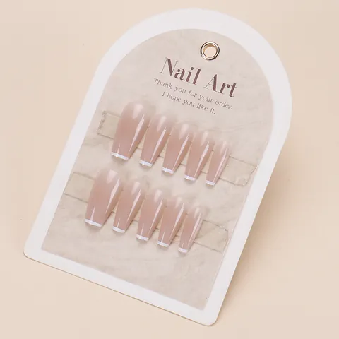 French Gradient Press On Nails ABS Resin Handmade 3D Butterfly Rhinestone Artificial Nails For Women Elegant Daily Nail Art Decor