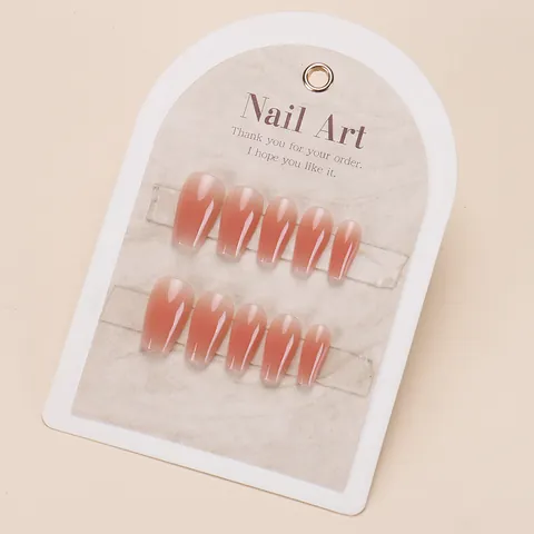 Unghie Finte a Sfumato Rosa Nude Ballerina Lunghe Full Cover Lucide Unghie Artificiali Fai da Te Accessorio per Manicure
