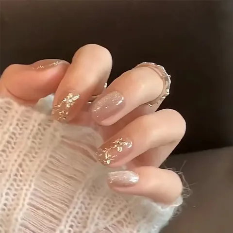 Handgemaakte Kunstnagels Kattenoog 3D Bloem Strik Strass Ontwerp Vierkant Rond Volledige Dekking Valse Nagels Voor Vrouwen Feest Vakantie