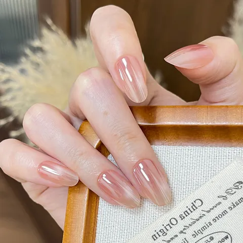Eleganti Unghie a Pressione Occhio di Gatto con Sfumatura Rosa Corte Ovali Fatte a Mano Riutilizzabili per Donna Kit Manicure Fai-da-Te