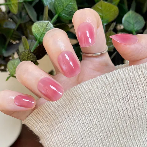 Ombre Cat Eye Press On Nails Short Square Round Glossy Artificial Nail Tips For DIY Manicure Gradient False Nails For Women