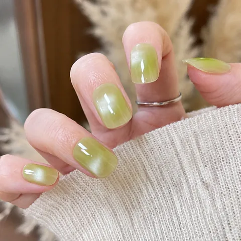 Elegant Cat Eye Gradient Press On Nails High Quality ABS Resin Artificial Manicure Tips For Women Daily Party Wear