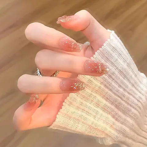 Handgefertigte Elegante Künstliche Nägel Zum Aufdrücken Mit Strass Perle 3D Schleife Sarg Oval Falsche Nägel Für Damen Alltag Party