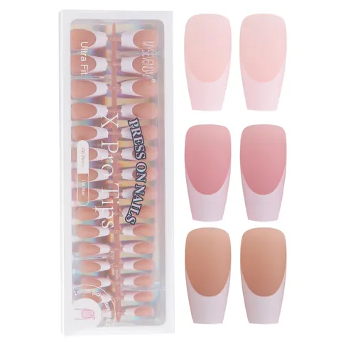 Matte Französische Spitze Künstliche Nägel Sargform Elegante Nude Weiß Kunstnägel Für Damen Tägliche Maniküre Nägel Und Kleber