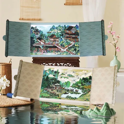 Chinese Vintage Style DIY 2.5D Landscape Puzzle Stickers PET Material For Scrapbooking Manual Art Craft Journal Decor