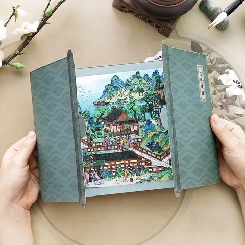 Chinese Vintage Style DIY 2.5D Landscape Puzzle Stickers PET Material For Scrapbooking Manual Art Craft Journal Decor