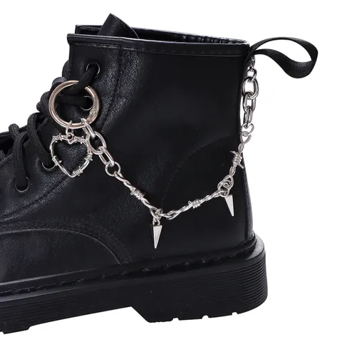 Punk Gothic Alloy Shoe Chain Metal Thorn Heart Skull Boot Chain Hip Hop Unisex Fashion Shoe Accessories Jewelry Gift