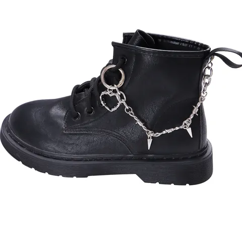 Punk Alloy Skull Heart Shoe Chain For Martin Boots Gothic Individual Style Boot Charms Industrial Metal Jewelry Accessory For Unisex