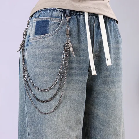Catena per Pantaloni Punk Rock Multistrato per Uomo Donna in Lega con Pendente Artiglio d'Aquila Hip Hop Streetwear Catena per Portafoglio Gioielli a Vita Nero di Fucile