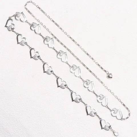 Catena da Vita a Forma di Cuore d'Argento da Donna Cintura in Metallo Con Strass Cuore d'Amore Cavo Decorativo Catena del Corpo