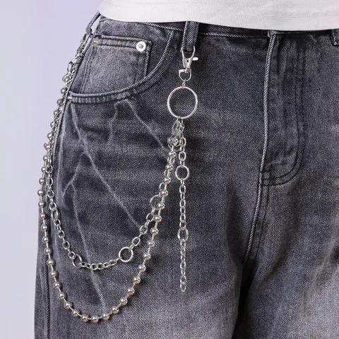 Punk Style Hip Hop Multi Layer Metal Waist Chain Silver Chain Belt With Heart Charm Body Jewelry For Women