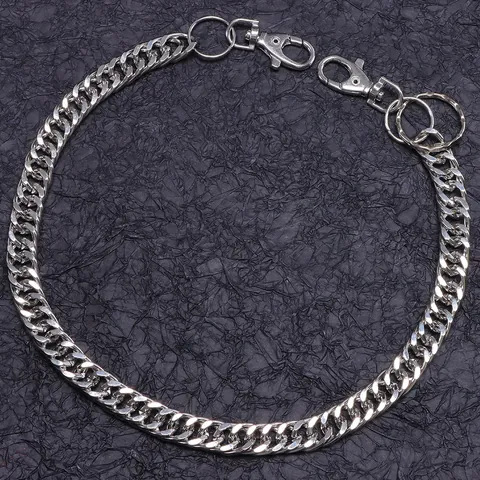 Hip Hop Punk Metal Trousers Chain For Men Women Silver Cuban Link Waist Chain Jean Wallet Chain With Lobster Clasps Zinc Alloy