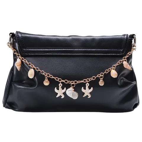 Oceanic Style Alloy Bag Chain With Gold Metal Starfish Shell Conch Charms Decorative Replacement Strap For Handbags Women