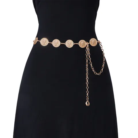 Cintura a Catena in Lega di Zinco Vintage Con Monete per Donna Gioielli per il Corpo a Catena Multistrato per Vestiti