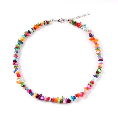 Hawaïaanse Strand Natuursteen Grind Regenboog Schelp Halsketting Armband Set Voor Dames Boheemse Stijl Zomer Sieraden Cadeau