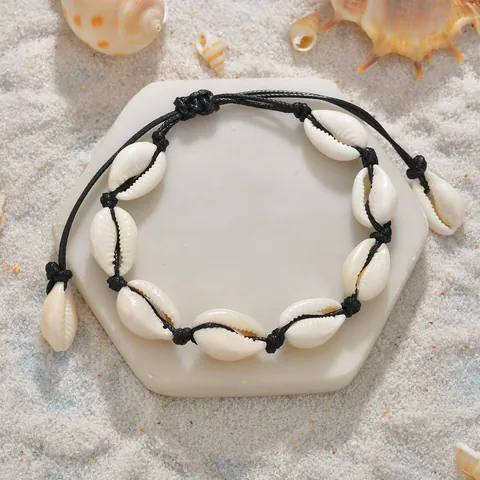 Boheems Handgemaakt Gevlochten Kauri Schelp Armband Voor Vrouwen Natuurlijke Schelp Hawaïaanse Strandstijl Verstelbare Zomer Sieraden
