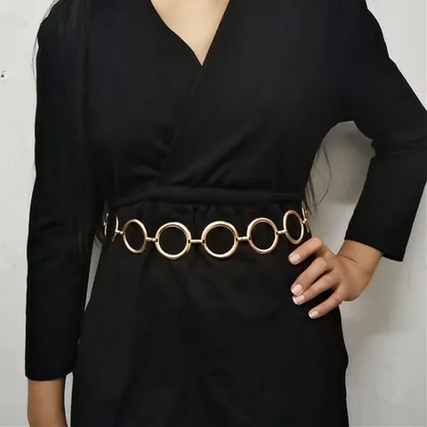 Cadena de Cintura Punk de Metal con Eslabones de Círculos Geométricos para Mujer Cadena de Cuerpo Multicapa Hip Hop con Colgante de Moneda Cinturón Ajustable Joyería