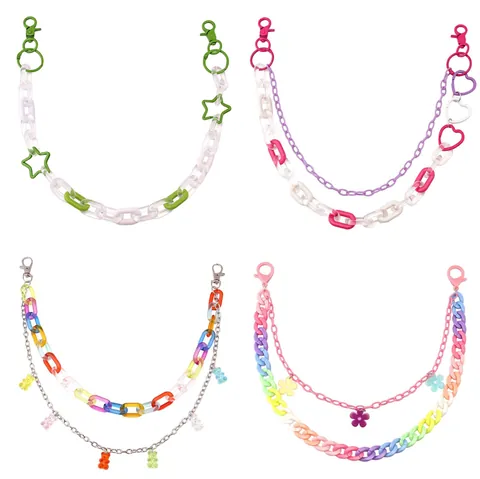 Harajuku Y2K Multi Layer Acrylic Alloy Trousers Chain Hip Hop Streetwear Waist Chain With Gummy Bear Heart Star Flower Accessories For Jeans