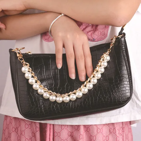 Catena per Borsa a Doppio Strato in Lega di Künstliche Perle d'Imitazione Vintage Tracolla di Ricambio per Borsa da Donna Accessori