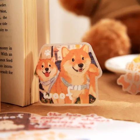 Mr Paper Meow Woof Log Serie Aufkleber Süße Katze Hund Dekorative PVC Glitzersandfolie Tier Sticker Für Tagebuch Scrapbook