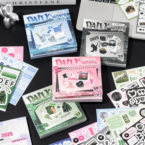Korean Ins Style Coated Paper Sticker Book Square Multiple Sheets Aesthetic Illustrations For Scrapbooking Journaling DIY Decorative Stationery