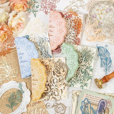 Βίντατζ Διάτρητο Ειδικό Χαρτί για Scrapbooking Journaling DIY Κατασκευές Λουλούδια Φτερά Βοτανική Διακόσμηση Δαντέλας