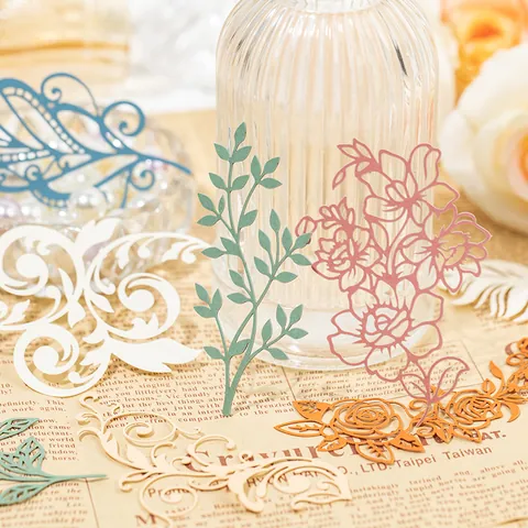 Βίντατζ Διάτρητο Ειδικό Χαρτί για Scrapbooking Journaling DIY Κατασκευές Λουλούδια Φτερά Βοτανική Διακόσμηση Δαντέλας