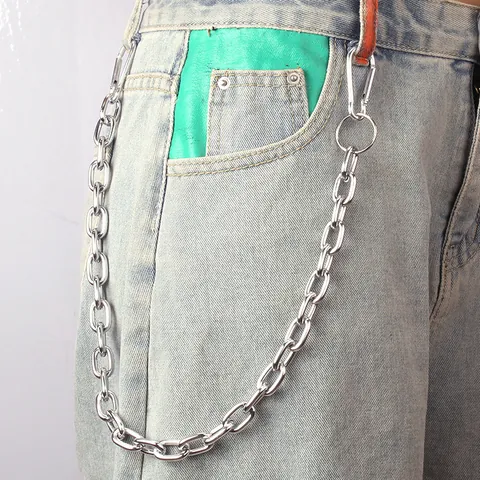 Minimalist Silver Alloy Punk Trousers Chain Hip Hop Streetwear Metal Jean Wallet Belt Chain For Men Women Daily Jewelry
