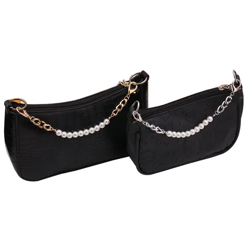 Mode Perlen Imitation Perle Legierung Metall Dicke Kette Taschengurt Für Damen Handtasche Tote Tasche Dekoration Zubehör