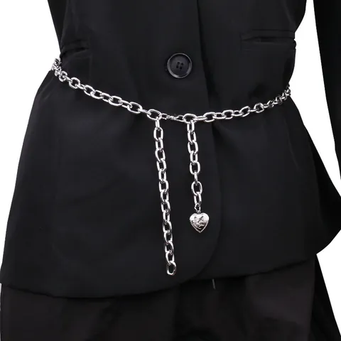 Fashion Alloy Heart Pendant Body Chain Waist Belt For Women Layered Tassel Gold Silver Metal Link Belly Chain Jewelry