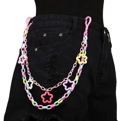 Kleurrijke Acryl Pentagram Ballon Hond Broekketting Y2K Macaron Dubbellaagse Tailleketting Vrouwen Sieraden Accessoire