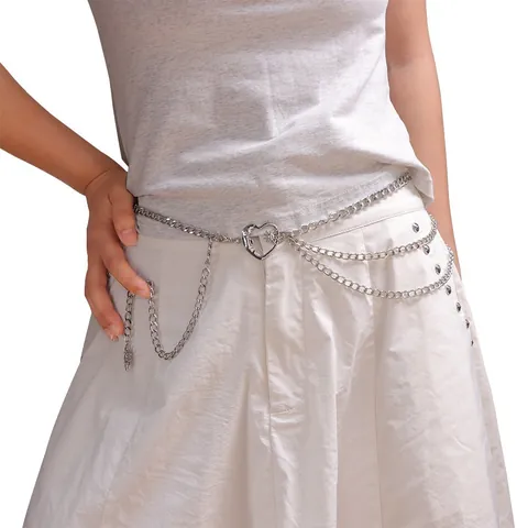 Mujer Cadena de Cintura Multicapa Aleación de Zinc Corazón Luna Sol Colgante Hip Hop Streetwear Ajustable Cadena Cuerpo