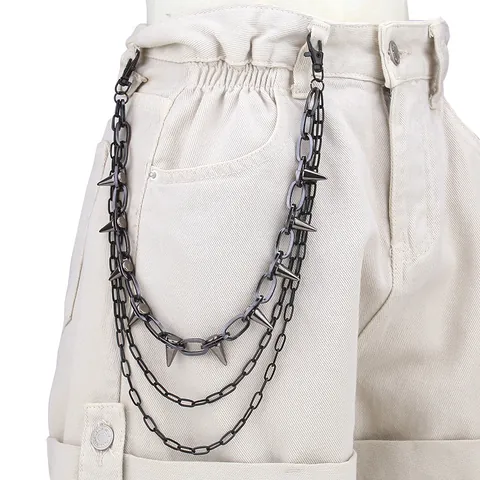 Punk Multi Layer Metal Pants Chain With Rivet Spikes Gothic Hip Hop Waist Belt Chain For Jeans Streetwear Jewelry For Women Men