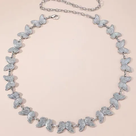 Vintage Schmetterling Metall Taillenkette Für Damen Verstellbar Silberlegierung Körperkette Gürtel Für Party Geburtstag Geschenk