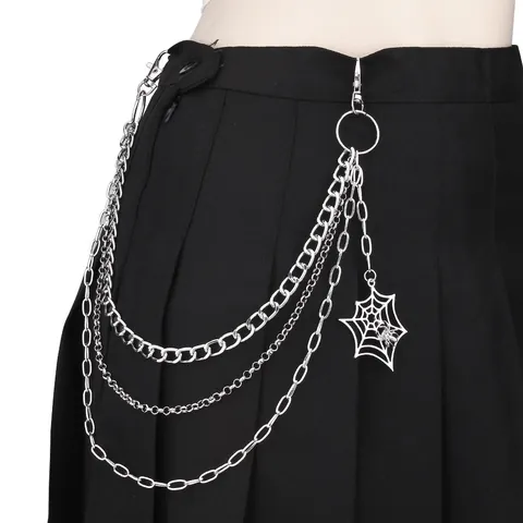 Chaîne de Pantalon en Métal Multicouche Punk Hip Hop Chaîne de Taille Gothique Croix Toile d'Araignée Bijou Accessoire pour Hommes Femmes