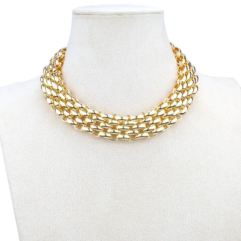 Statement Grobe Gliederkette Schmuck Legierung Gold Silber Plattiert Mehrlagig Punk Halskette Armband Trendy Hip Hop Accessoire Für Damen Herren