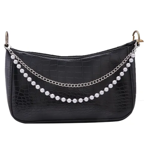 Double Layer Bag Chain Faux Artificial Pearl Metal Alloy Heart Cross Charms Replacement Shoulder Strap For Handbags Women Accessories