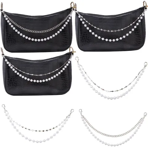 Mode Doppel Metall Taschenkette Gurt Dekorative Strass Schmetterling Stern Herz Kreuz Anhänger Imitation Künstliche Perle Zubehör