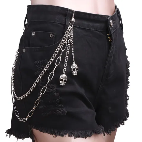 Punk Skull Metal Waist Chain For Women Street Fashion Layered Silver Pants Chain Gothic Alloy Decorative Hip Hop Accessory