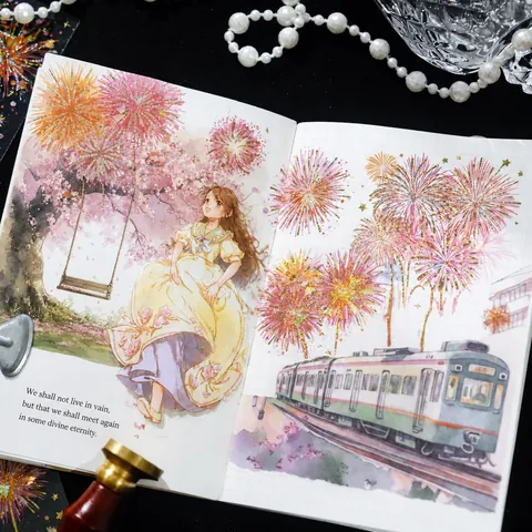 Feuerwerk Serie PET Dekorative Aufkleber Stereoskopisches Lasergold Muschellicht Für DIY Scrapbooking Journaling Kunstbedarf