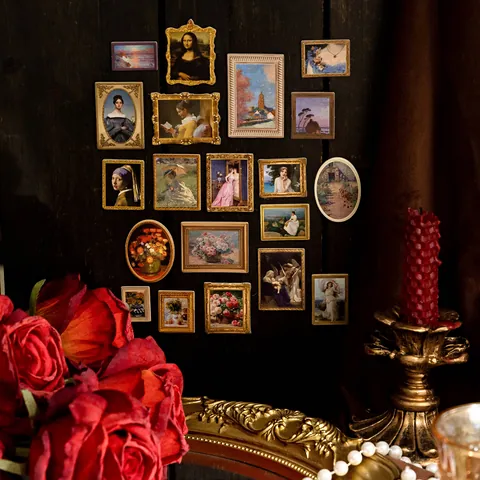 Famous Painting Museum Series 3D Stereoscopic Hard Card Stickers Vintage Masterpiece Oil Painting Frame Scrapbook Decor