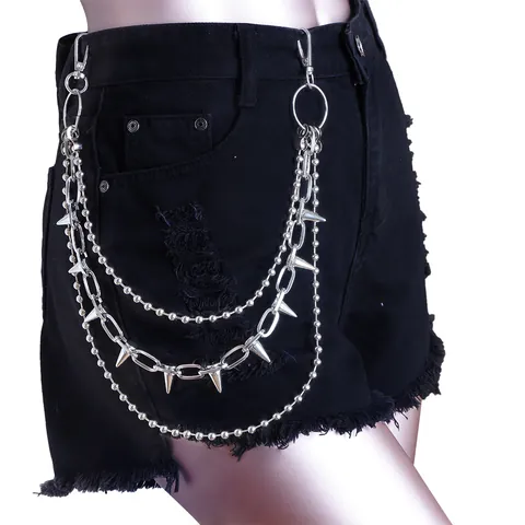 Catena da Pantaloni Punk con Borchie e Punte in Metallo a Più Strati per Vita Hip Hop Rock Accessori per Jeans Uomo Donna Gioielli Gothic
