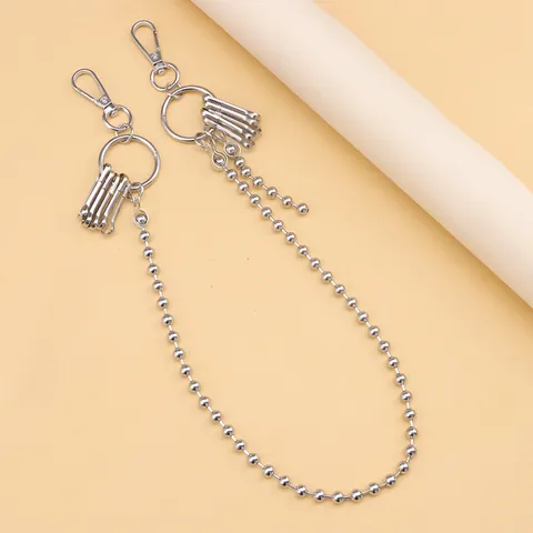 Unisex Mode Silber Metall Kugelkette Hosenkette Einfache Punk Stil Taillenkette Mit Karabinerverschluss Ring Zubehör