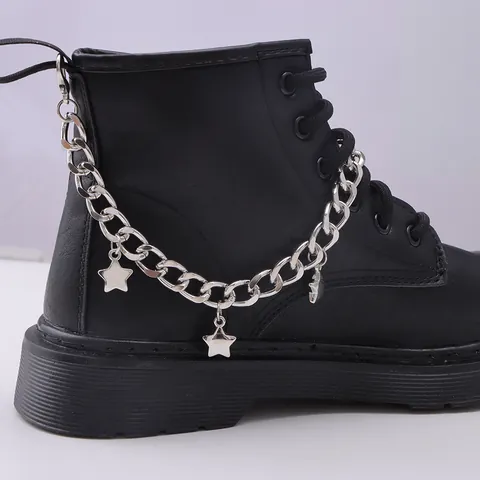 Catena per Scarpe in Metallo con Ciondolo a Stella Trendy Accessori per Stivali Punk Catena in Lega Argento per Gioielli Donna