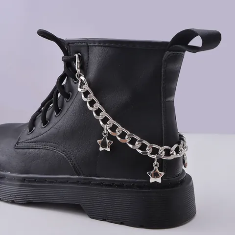 Catena per Scarpe in Metallo con Ciondolo a Stella Trendy Accessori per Stivali Punk Catena in Lega Argento per Gioielli Donna