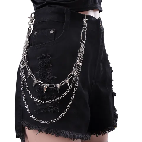 Punk Multilayer Metal Pants Chain With Spikes Gothic Hip Hop Waist Chain For Jeans Wallet Chain Streetwear Men Women Jewelry