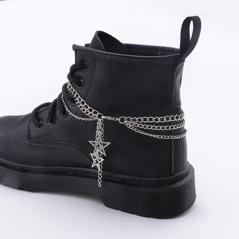 Cadena de Zapato de Aleación de Metal Multicapa Con Colgantes de Estrella Hueca Accesorio de Bota Desmontable para Botas Martin