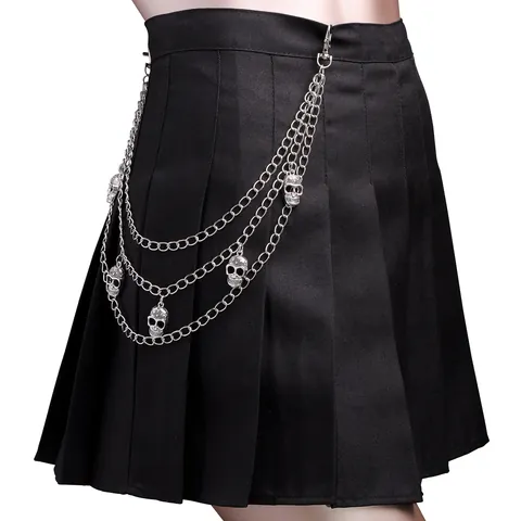 Catena per Pantaloni in Metallo Argento Multistrato Punk Gothic Con Pendagli a Teschio Hip Hop Rock Catena in Vita per Jeans