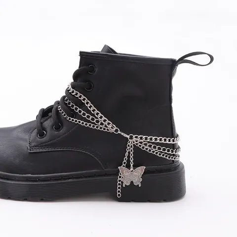 Schmetterlingsanhänger Mehrlagige Metall Schuhkette Für Stiefel Hip Hop Punk Gothic Streetwear Schuhzubehör Für Damen Herren